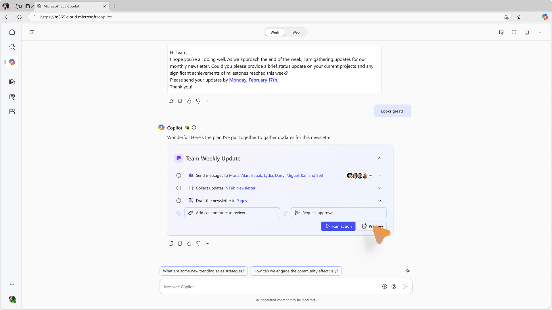 Copilot action plan result